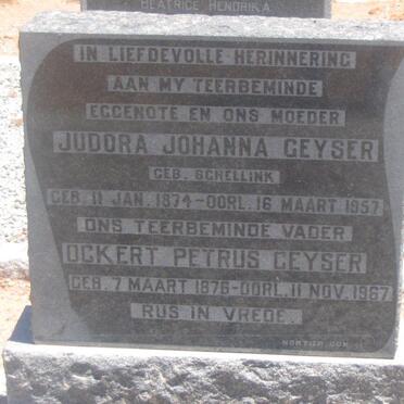 GEYSER Ockert Petrus 1876-1967 &amp; Judora Johanna SCHELLINK 1874-1957