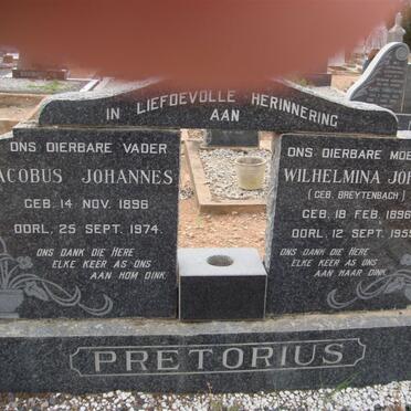 PRETORIUS Jacobus Johannes 1896-1974 &amp; Wilhelmina Johanna BREYTENBACH 1896-1959