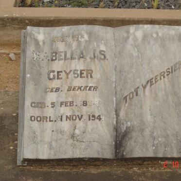 GEYSER Isabella J. S.  nee BEKKER 1854-1941