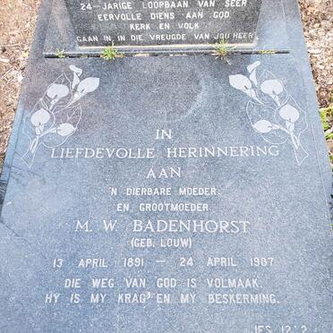 BADENHORST F.H. 1884-1937 &amp; M.W. LOUW 1891-1987