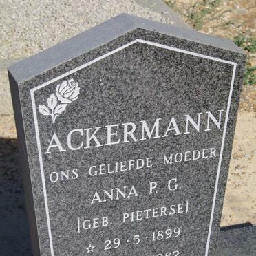 ACKERMANN Anna P.G. nee PIETERSE 1899-1982