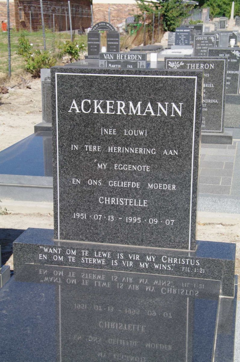 ACKERMAN Christelle nee LOUW 1951-2007