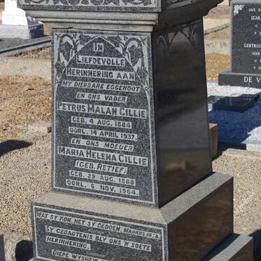 CILLIE Petrus Malan 1884-1937 &amp; Maria Helena RETIEF 1888-1964