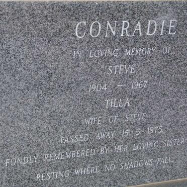 CONRADIE Steve 1904-1967 &amp; Tilla -1975