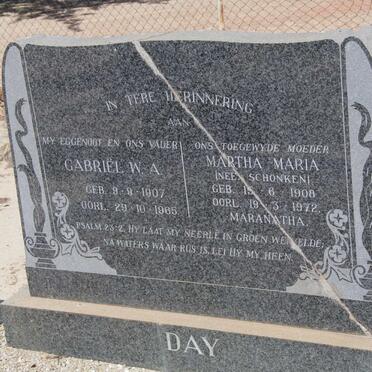 DAY Gabriel W.A. 1907-1965 &amp; Martha Maria SCHONKEN 1908-1972