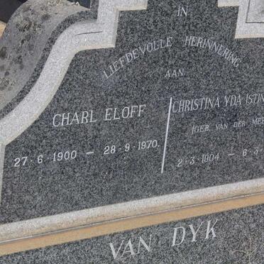DYK Charl Eloff, van 1900-1970 &amp; Christinaz Yda van der MERWE 1904-1967