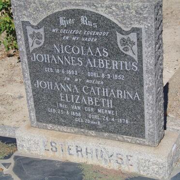 ESTERHUYSE Nicolaas Johannes Albertus 1893-1952 &amp; Johanna Catharina Elizabeth van der MERWE 1898-1978