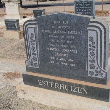 ESTERHUIZEN Francois Johannes 1886-1967 &amp; Maria Arnolda du TOIT 1899-1963