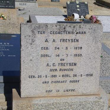FREYSEN A.A. 1878-1950 &amp; A.C. BURGER 1881-1956
