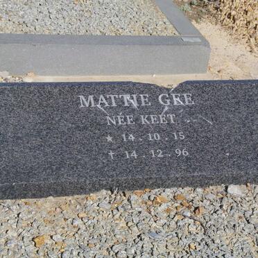 GEE Mattie nee KEET 1915-1996