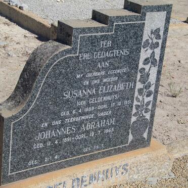 GELDENHUYS Johannes Abraham 1891-1965 &amp; Susanna Elizabeth GELDENHUYS 1889-1951