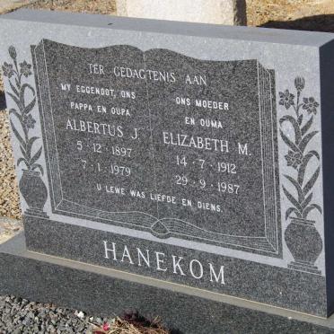 HANEKOM Albertus J. 1897-1979 &amp; Elizabeth M. 1912-1987