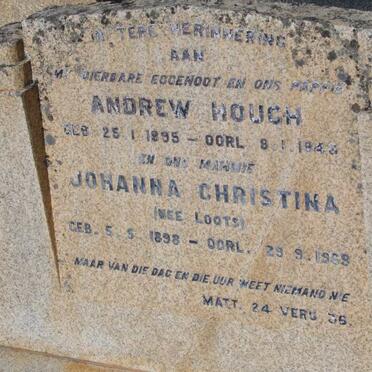 HOUGH Andrew 1895-1946 &amp; Johanna Christina LOOTS 1898-1969