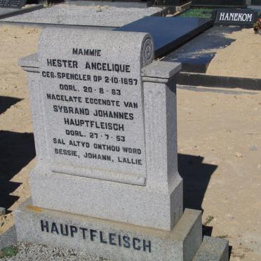 HAUPTFLEISCH Sybrand Johannes -1953 &amp; Hester Angelique SPENGLER 1897-1983