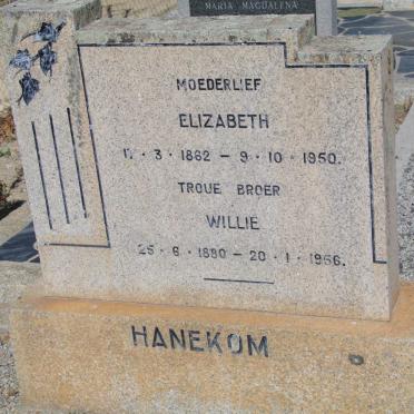 HANEKOM Elizabeth 1862-1950 :: HANEKOM Willie 1880-1956