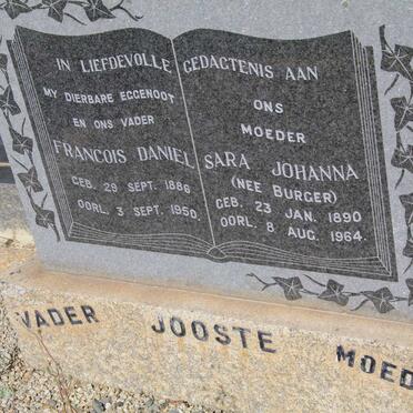 JOOSTE Francois Daniel 1886-1950 &amp; Sara Johanna BURGER 1890-1964