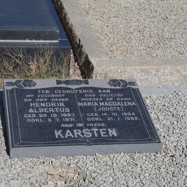 KARSTEN Hendrik Albertus 1887-1971 &amp; Maria Magdalena JOOSTE 1894-1982