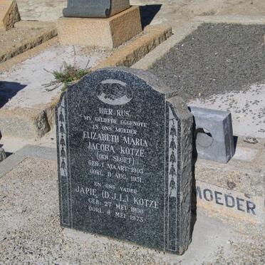 KOTZE D.J.L. 1900-1973 &amp; Elizabeth Maria Jacoba SLOET 1903-1951