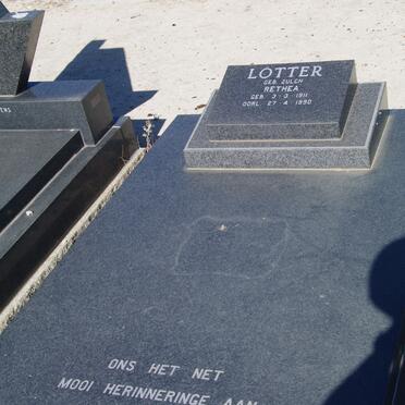 LOTTER Rethea nee ZULCH 1911-1990