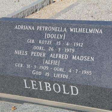 LIEBOLD Niels Peder Alfred Madsen 1909-1985 &amp; Adriana Petronella Wilhelmina KOTZE 1912-1979