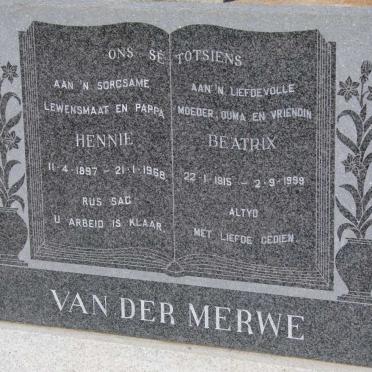 MERWE Hennie, van der 1897-1968 &amp; Beatrix 1915-1999