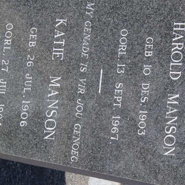 MANSON Katie 1906-1994 &amp; Harold 1903-1967