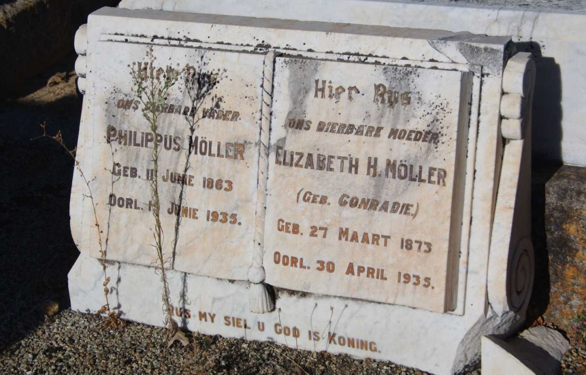 MOLLER Philippus 1863-1935 &amp; Elizabeth H. CONRADIE 1873-1935