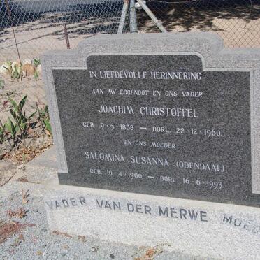 MERWE Joachim, van der 1888-1960 &amp; Salomina Susanna ODENDAAL 1900-1993