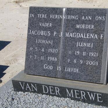 MERWE Jacobus P.J. van der 1920-1988 &amp; Magdalena F. 1921-2003
