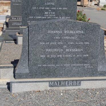 MALHERBE Philippus Bernardus 1872-1958 &amp; Johanna Wilhelmina CONRADIE 1872-1952