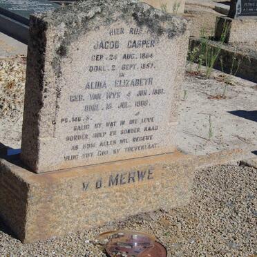 MERWE Jacob Casper, v.d. 1884-1957 &amp; Alida Elizabeth van WYK 1881-1966