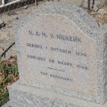 NIEKERK H.A.H., v. 1870-1956