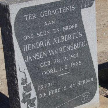 RENSBURG Hendrik Albertus, Jansen Van 1921-1965