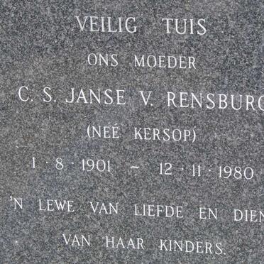 RENSBURG C.S., Janse v. nee KERSOP 1901-1980