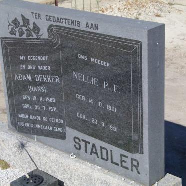 STADLER Adam Dekker 1888-1971 &amp; Nellie P.E. 1901-1991