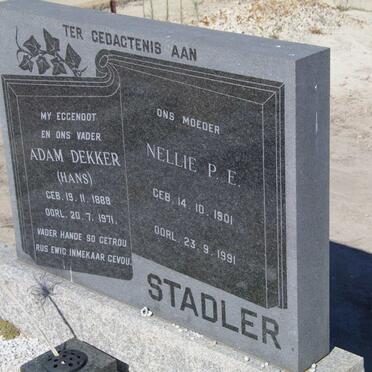 STADLER Adam Dekker 1888-1971 &amp; Nellie P.E. 1901-1991