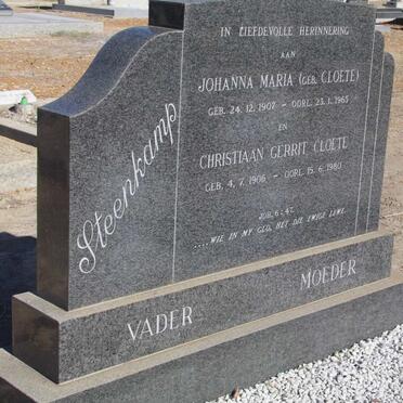 STEENKAMP Christiaan Gerrit Cloete 1906-1980 &amp; Johanna Maria CLOETE 1907-1965