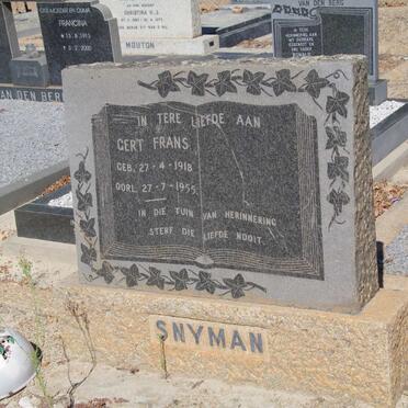 SNYMAN Gert Frans 1918-1955