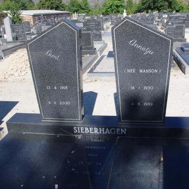 SIEBERHAGEN Gerrit 1918-2000 &amp; Annatjie MANSON 1930-1989 :: SIEBERHAGEN Charl Francois 1954-1995