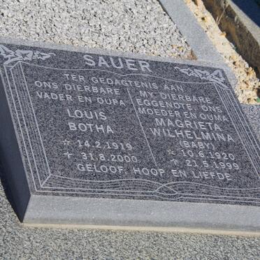 SAUER Louis Botha 1919-2000 &amp; Magrieta Wilhelmina 1920-1999