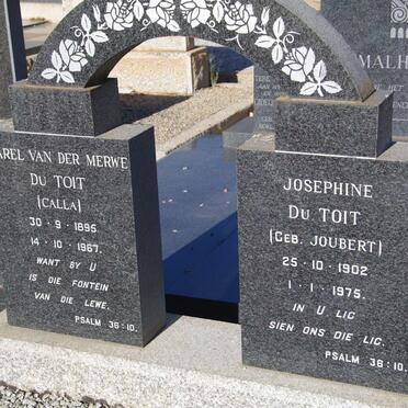 TOIT Carel van der Merwe, du 1895-1967 &amp; Josephine JOUBERT 1902-1975