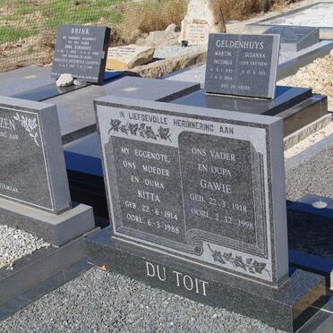 TOIT  Gawie, du 1918-1998 &amp; Kitta 1914-1988