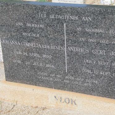 VLOK Andries Gert Johannes 1896-1954 &amp; Johanna Cornelia HENEN 1890-1964