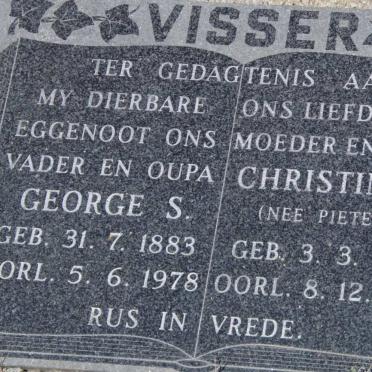 VISSER George S. 1883-1978 &amp; Christina J. PIETERSE 1904-1980