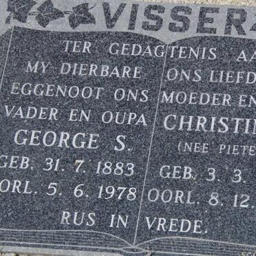VISSER George S. 1883-1978 &amp; Christina J. PIETERSE 1904-1980