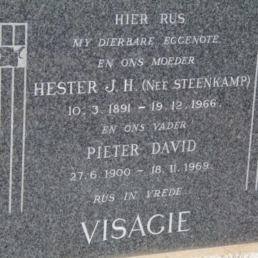 VISAGIE Pieter David 1900-1969 &amp; Hester J.H. STEENKAMP 1891-1966
