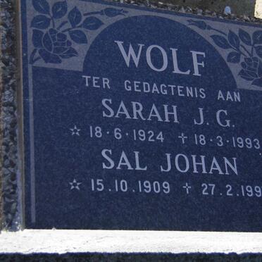 WOLF Sal Johan 1919-1997 &amp; Sarah J.G. 1924-1993