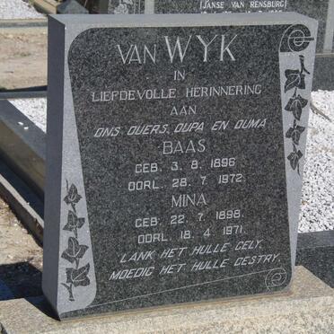 WYK Baas, van 1896-1972 &amp; Mina 1898-1971