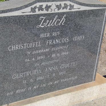 ZULCH Christoffel Francois 1890-1966 &amp; Gertruida Anna 1892-1972