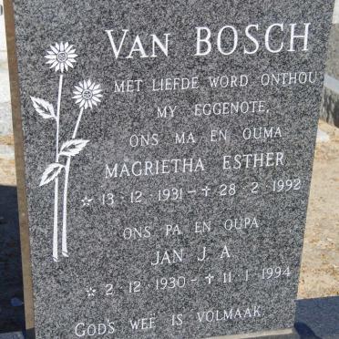 BOSCH Jan J.A., van 1930-1994 &amp; Magrietha Esther 1931-1992